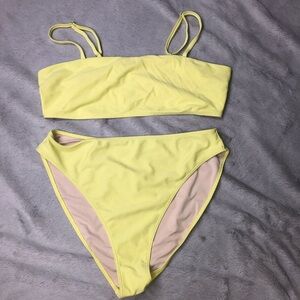 NWOT Something Navy Yellow Bikini Set
